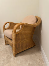 Load image into Gallery viewer, Vintage Woven Rattan Armchair with Cushions
