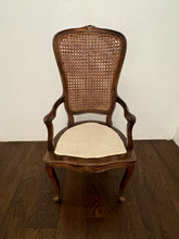 Load image into Gallery viewer, Vintage French Cane Arm Chair, Accent Chair with Removeable Seat Cushion
