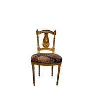 Load image into Gallery viewer, Antique French Louis XIV Gold Leaf Side Accent Harp Small Chair
