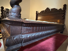 Load image into Gallery viewer, Antique Carved Italian Walnut Clawfoot European Queen Sized Bed
