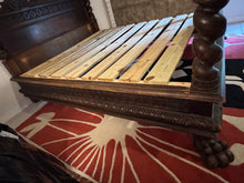 Load image into Gallery viewer, Antique Carved Italian Walnut Clawfoot European Queen Sized Bed
