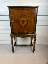 Load image into Gallery viewer, Antique Mahogany Highboy Cabinet / Bar Cabinet With Marquetry Inlays
