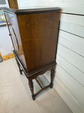 Load image into Gallery viewer, Antique Mahogany Highboy Cabinet / Bar Cabinet With Marquetry Inlays
