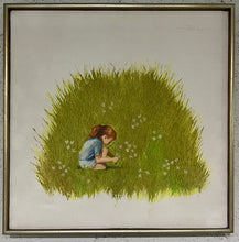 Load image into Gallery viewer, 1930s Oil on Canvas - Girl Picking Flowers
