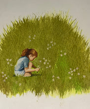 Load image into Gallery viewer, 1930s Oil on Canvas - Girl Picking Flowers
