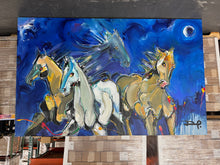 Load image into Gallery viewer, Late Night Run by David &quot;Dalo&quot; Banegas - Authentic Original Mixed Media On Canvas - Horse Painting
