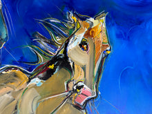 Load image into Gallery viewer, Late Night Run by David &quot;Dalo&quot; Banegas - Authentic Original Mixed Media On Canvas - Horse Painting
