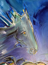 Load image into Gallery viewer, Late Night Run by David &quot;Dalo&quot; Banegas - Authentic Original Mixed Media On Canvas - Horse Painting
