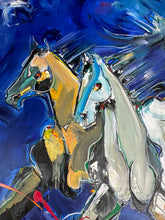 Load image into Gallery viewer, Late Night Run by David &quot;Dalo&quot; Banegas - Authentic Original Mixed Media On Canvas - Horse Painting
