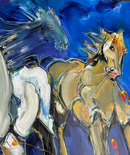 Load image into Gallery viewer, Late Night Run by David &quot;Dalo&quot; Banegas - Authentic Original Mixed Media On Canvas - Horse Painting
