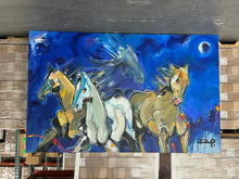 Load image into Gallery viewer, Late Night Run by David &quot;Dalo&quot; Banegas - Authentic Original Mixed Media On Canvas - Horse Painting
