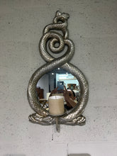 Load image into Gallery viewer, Vintage Entwined Dolphins with Convex Mirror and Pillar Candle Holder Sconce
