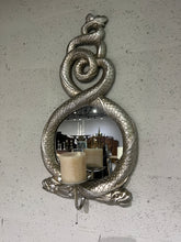 Load image into Gallery viewer, Vintage Entwined Dolphins with Convex Mirror and Pillar Candle Holder Sconce
