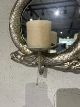 Load image into Gallery viewer, Vintage Entwined Dolphins with Convex Mirror and Pillar Candle Holder Sconce
