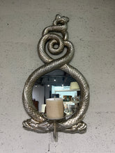 Load image into Gallery viewer, Vintage Entwined Dolphins with Convex Mirror and Pillar Candle Holder Sconce
