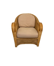 Load image into Gallery viewer, Vintage Woven Rattan Armchair with Cushions
