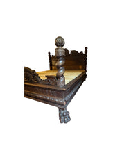 Load image into Gallery viewer, Antique Carved Italian Walnut Clawfoot European Queen Sized Bed
