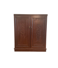 Load image into Gallery viewer, Vintage 1970s Hand Carved Teak Four Seasons Expanding Beverage Bar Cabinet Server
