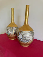 Load image into Gallery viewer, 1990s Vintage Japanese Kutani Porcelain Tall Vases - Set of 2, Signed by Artist
