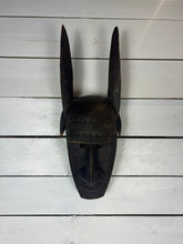 Load image into Gallery viewer, Vintage Hand Carved African Tribal Mask with Large Horns
