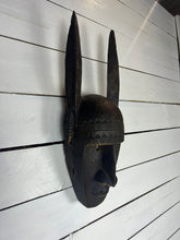 Load image into Gallery viewer, Vintage Hand Carved African Tribal Mask with Large Horns
