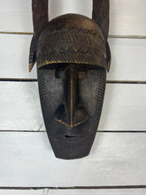 Load image into Gallery viewer, Vintage Hand Carved African Tribal Mask with Large Horns
