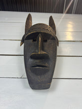 Load image into Gallery viewer, Vintage Hand Carved African Tribal Mask with Large Horns
