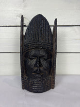 Load image into Gallery viewer, Ebony Wood Carved African Tribal Head Sculpture
