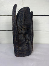 Load image into Gallery viewer, Ebony Wood Carved African Tribal Head Sculpture
