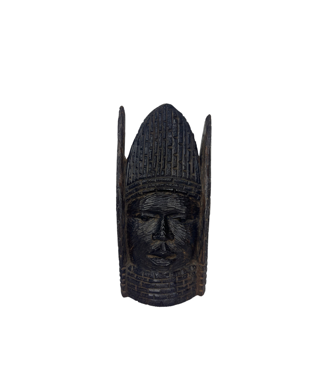 Ebony Wood Carved African Tribal Head Sculpture