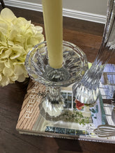 Load image into Gallery viewer, Vintage Solid Lead Crystal Pillar or Tapered Hourglass Shaped Candleholder/Candlesticks 5.25 Inch - Set of 2
