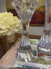 Load image into Gallery viewer, Vintage Solid Lead Crystal Pillar or Tapered Hourglass Shaped Candleholder/Candlesticks 5.25 Inch - Set of 2
