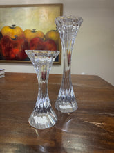 Load image into Gallery viewer, Vintage Solid Lead Crystal Pillar or Tapered Hourglass Shaped Candleholder/Candlesticks 5.25 Inch - Set of 2
