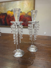 Load image into Gallery viewer, Vintage Shannon Barcelona Collection Lead Crystal Tapered Candle Holder with Drop Prisms - Set of 2
