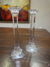 Load image into Gallery viewer, Vintage Narrow Squared Crystal Candlesticks - Set of Two
