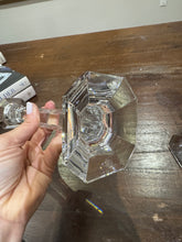 Load image into Gallery viewer, Vintage Narrow Squared Crystal Candlesticks - Set of Two
