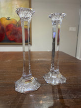 Load image into Gallery viewer, Vintage Narrow Squared Crystal Candlesticks - Set of Two
