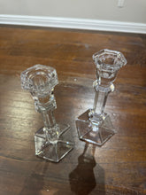 Load image into Gallery viewer, Vintage Hexagon Base Crystal Candle Sticks - Set of 2
