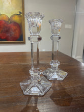 Load image into Gallery viewer, Vintage Hexagon Base Crystal Candle Sticks - Set of 2
