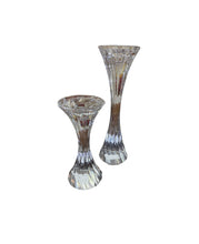 Load image into Gallery viewer, Vintage Solid Lead Crystal Pillar or Tapered Hourglass Shaped Candleholder/Candlesticks 5.25 Inch - Set of 2
