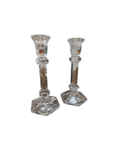 Load image into Gallery viewer, Vintage Hexagon Base Crystal Candle Sticks - Set of 2
