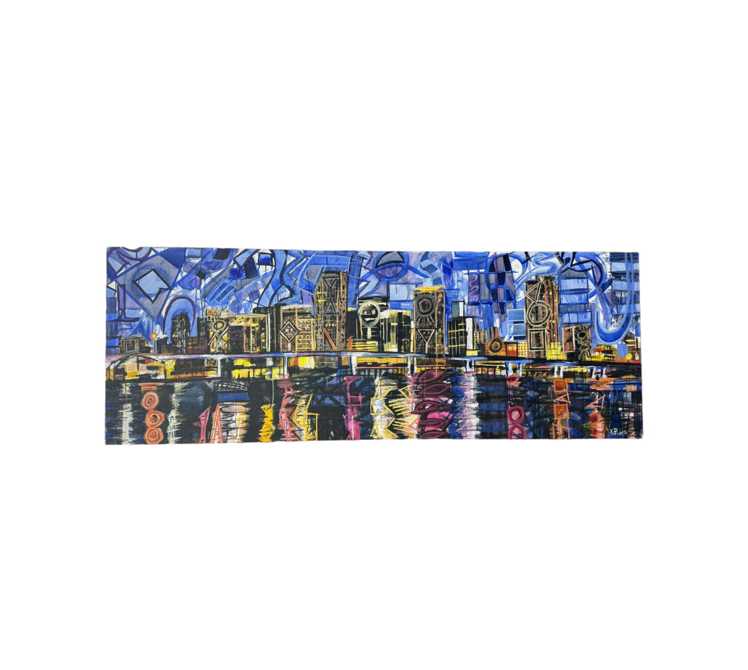 Miami Lights and Locomotion by Kent Paulette Authentic Original Acrylic on Canvas