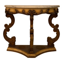 Load image into Gallery viewer, Antique Marble Top Demilune Accent Table
