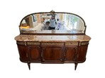 Load image into Gallery viewer, French Louis XVI Mahogany Sideboard / Server / Buffet / Credenza with Mirror, Marble Top and Bronze Details c. 1890-1900
