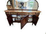 Load image into Gallery viewer, French Louis XVI Mahogany Sideboard / Server / Buffet / Credenza with Mirror, Marble Top and Bronze Details c. 1890-1900
