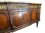 Load image into Gallery viewer, French Louis XVI Mahogany Sideboard / Server / Buffet / Credenza with Mirror, Marble Top and Bronze Details c. 1890-1900
