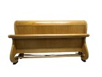 Load image into Gallery viewer, Vintage 1980s Baker Biedermeier Style Scrolled Primavera and Parcel Ebonized King Sleigh Bed
