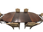 Load image into Gallery viewer, Victorian Carved Mahogany Clawfoot Extension Table with 6 Upholstered Chairs
