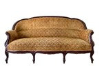 19th Century Parlor Sofa with Velvety Damask Upholstery