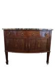 Antique French Louis XVI Demilune Mahogany  Calacatta Viola Marble Top Buffet Sideboard Credenza